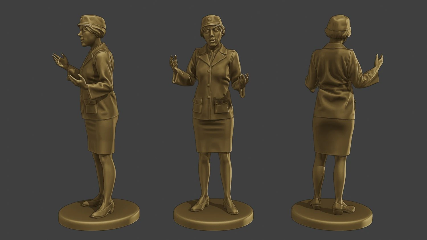 चेकोस्लोवाक महिला कम्युनिस्ट पुलिस FCCP1 7 3D प्रिंट मॉडल .c4d .max .obj .3ds .fbx .stl .blend