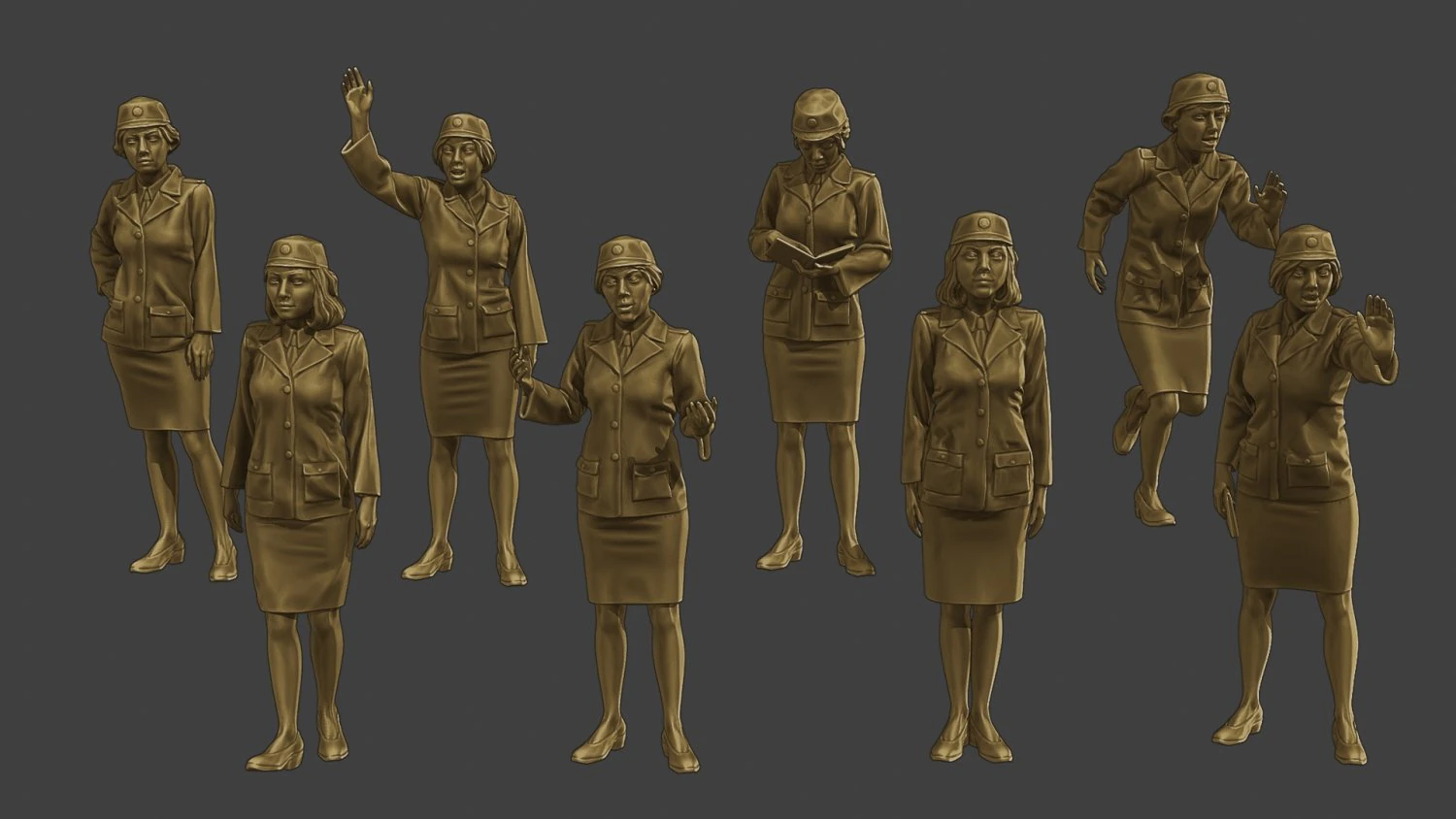 CzechoSlovak Female Communist Police CFCP1 Pack1 3D Print Model .c4d .max .obj .3ds .fbx .stl .blend 