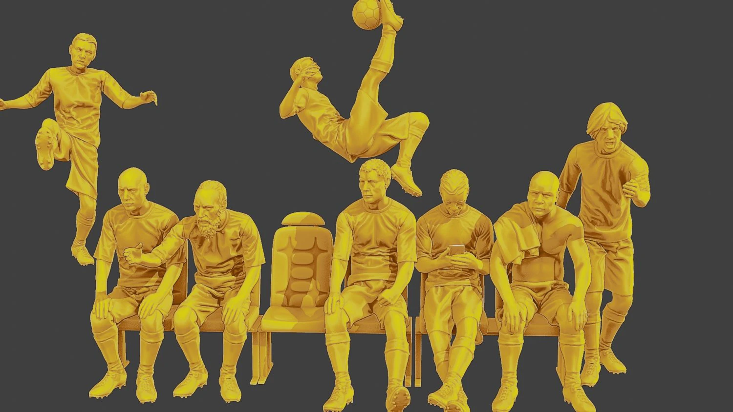 Soccer Players SP Pack 2 3D Print Model .c4d .max .obj .3ds .fbx .stl .blend 