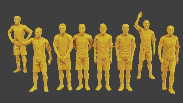 Soccer Players SP Pack 3 3D Print Model .c4d .max .obj .3ds .fbx .stl .blend 