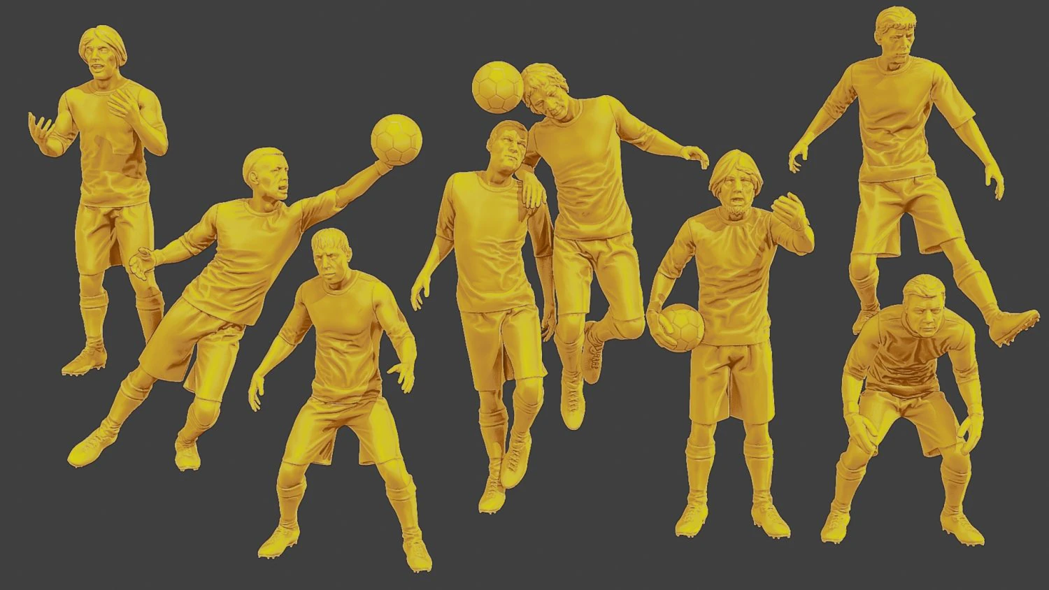 Soccer Players SP Pack 4 3D Print Model .c4d .max .obj .3ds .fbx .stl .blend 