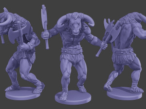 Minotaur Warrior Agressive2 two Axes 3D Print Model