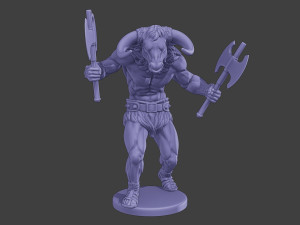 Minotaur Warrior Agressive2 two Axes 3D 打印模型