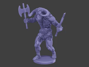 Minotaur Warrior Agressive2 two Axes 3D Print Model