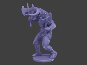 Minotaur Warrior Agressive2 two Axes 3D 打印模型