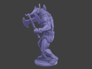 Minotaur Warrior Agressive2 two Axes 3D 打印模型