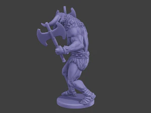 Minotaur Warrior Agressive2 two Axes 3D Print Model