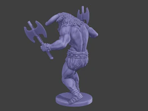 Minotaur Warrior Agressive2 two Axes 3D Print Model