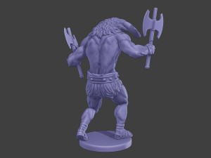 Minotaur Warrior Agressive2 two Axes 3D 打印模型