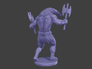 Minotaur Warrior Agressive2 two Axes 3D Print Model