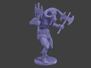 Minotaur Warrior Agressive2 two Axes 3D 打印模型