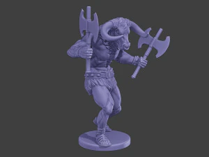 Minotaur Warrior Agressive2 two Axes 3D Print Model