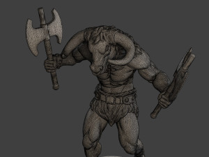 Minotaur Warrior Agressive2 two Axes 3D 打印模型