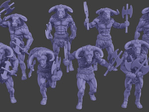 Minotaur Warrior two Axes Pack 1 3Dプリントモデル