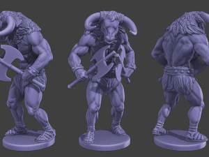 Minotaur Warrior two Axes Pack 1 3D Print Model