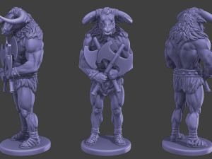 Minotaur Warrior two Axes Pack 1 3Dプリントモデル
