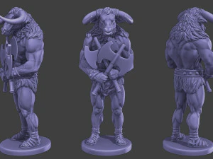 Minotaur Warrior two Axes Pack 1 3D Print Model