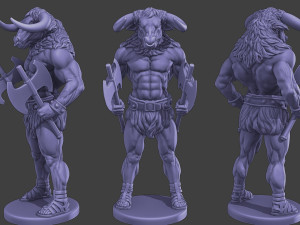 Minotaur Warrior two Axes Pack 1 3Dプリントモデル
