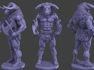 Minotaur Warrior two Axes Pack 1 3D Print Model