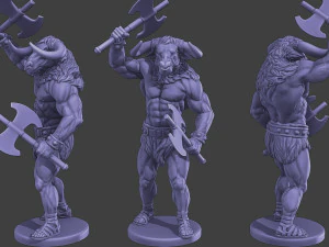 Minotaur Warrior two Axes Pack 1 3D Print Model