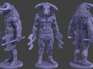 Minotaur Warrior two Axes Pack 1 3Dプリントモデル