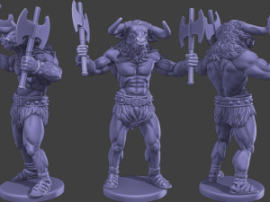 Minotaur Warrior two Axes Pack 1 3Dプリントモデル
