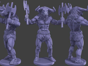 Minotaur Warrior two Axes Pack 1 3D Print Model