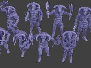 Minotaur Warrior two Axes Pack 1 3D Print Model