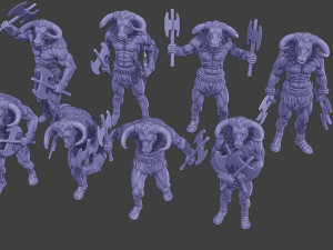 Minotaur Warrior two Axes Pack 1 3Dプリントモデル