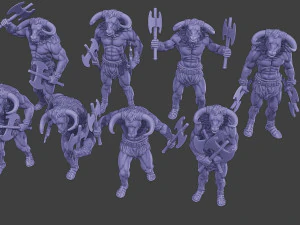 Minotaur Warrior two Axes Pack 1 3D Print Model