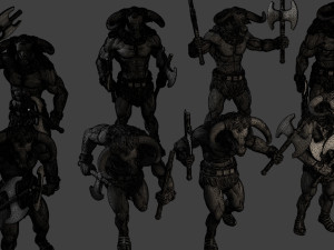 Minotaur Warrior two Axes Pack 1 3Dプリントモデル
