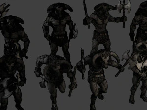 Minotaur Warrior two Axes Pack 1 3D Print Model
