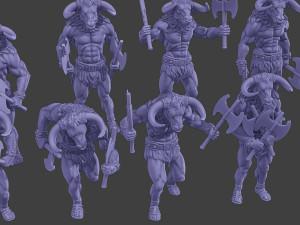 Minotaur Warrior two Axes Pack 1 3Dプリントモデル