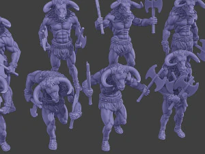 Minotaur Warrior two Axes Pack 1 3D Print Model