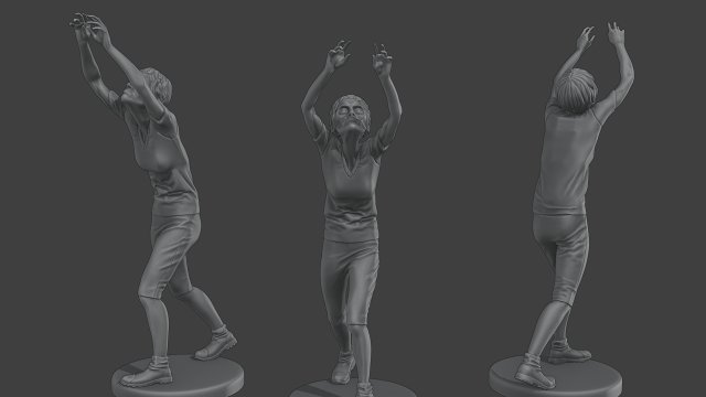 Casual Female Zombie CZ4 0002 3D-Druckmodell .c4d .max .obj .3ds .fbx .stl .blend 