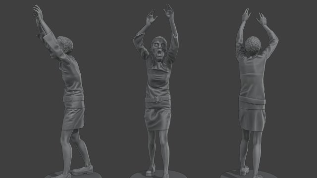 Casual Female Zombie CZ4 0004 3D Print Model .c4d .max .obj .3ds .fbx .stl .blend 