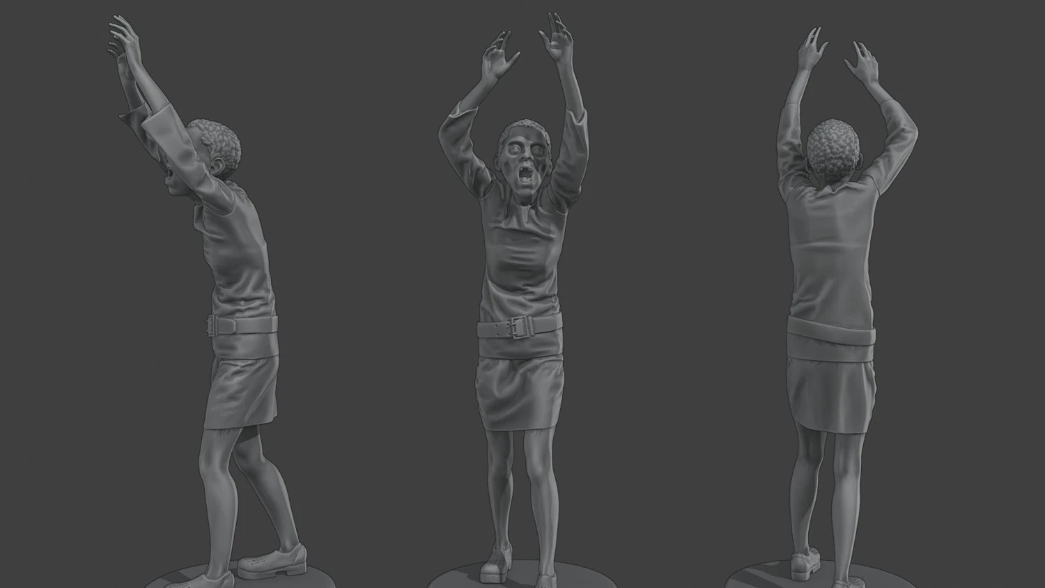 Casual Female Zombie CZ4 0004 3D Print Model .c4d .max .obj .3ds .fbx .stl .blend 