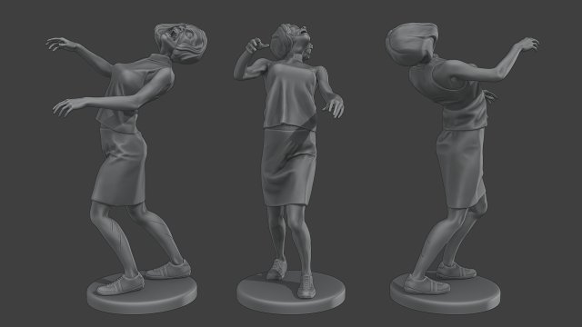 Casual Female Zombie CZ4 0005 3D Print Model .c4d .max .obj .3ds .fbx .stl .blend 