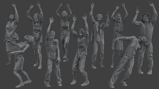 Casual Zombie CZ4 Pack 1 3D Print Model .c4d .max .obj .3ds .fbx .stl .blend 