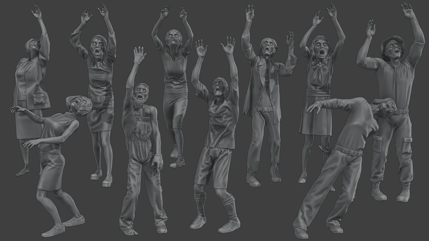 Casual Zombie CZ4 Pack 1 3D Print Model .c4d .max .obj .3ds .fbx .stl .blend 