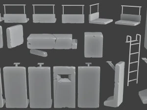 Concrete Wall Base Pack 1 3D Print Model