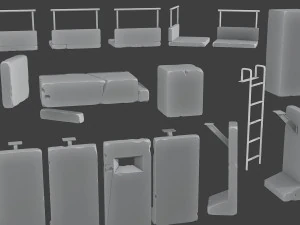 Concrete Wall Base Pack 1 3D Print Model