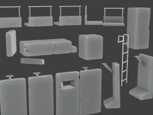 Concrete Wall Base Pack 1 3D Print Model