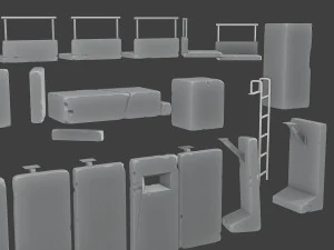 Concrete Wall Base Pack 1 3D Print Model