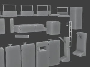 Concrete Wall Base Pack 1 3D Print Model
