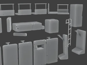 Concrete Wall Base Pack 1 3D Print Model