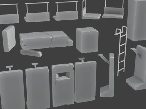Concrete Wall Base Pack 1 3D Print Model