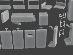 Concrete Wall Base Pack 1 3D Print Model