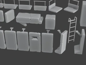 Concrete Wall Base Pack 1 3D Print Model