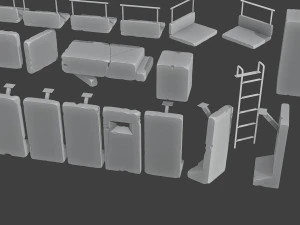 Concrete Wall Base Pack 1 3D Print Model